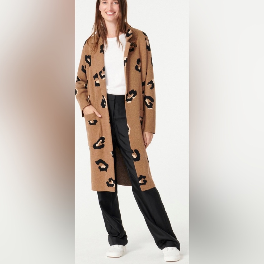 J. Crew Ella leopard long sweater blazer- Medium